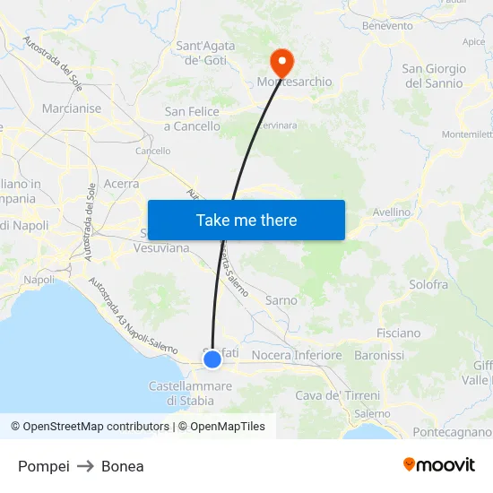 Pompei to Bonea map