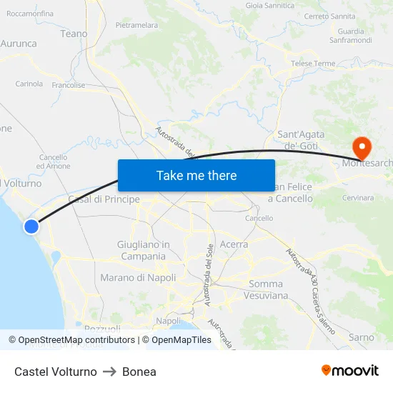 Castel Volturno to Bonea map