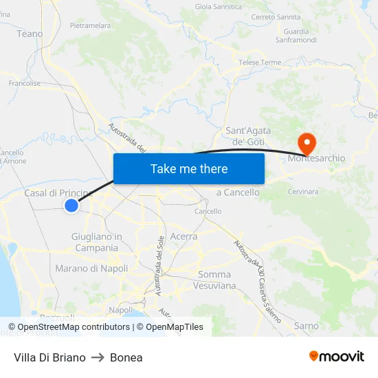 Villa Di Briano to Bonea map