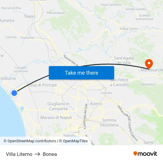 Villa Literno to Bonea map