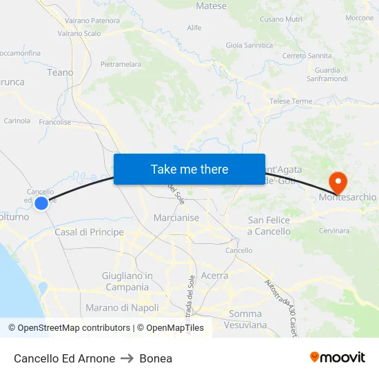 Cancello Ed Arnone to Bonea map