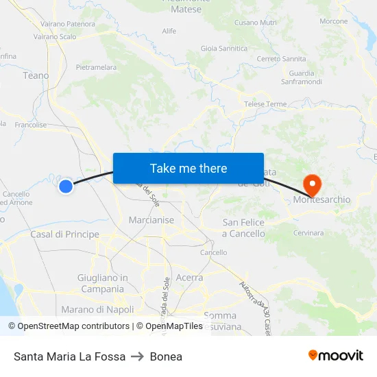 Santa Maria La Fossa to Bonea map