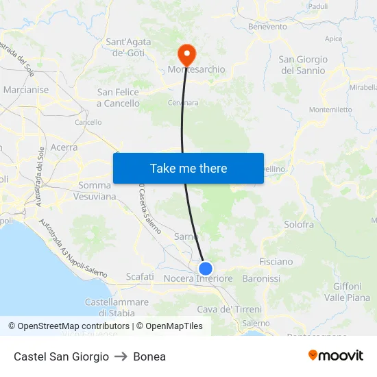 Castel San Giorgio to Bonea map