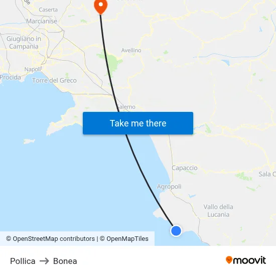 Pollica to Bonea map