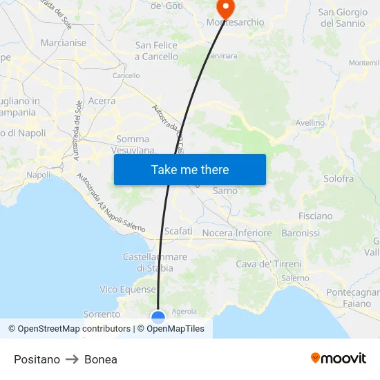 Positano to Bonea map