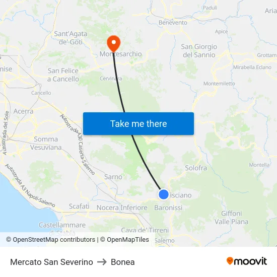 Mercato San Severino to Bonea map