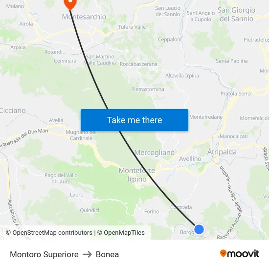 Montoro Superiore to Bonea map
