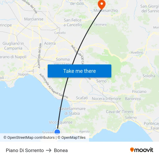 Piano Di Sorrento to Bonea map