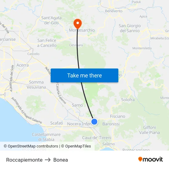 Roccapiemonte to Bonea map
