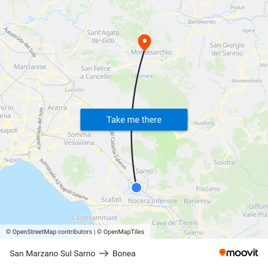 San Marzano Sul Sarno to Bonea map