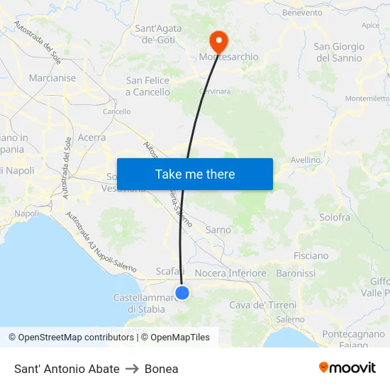 Sant' Antonio Abate to Bonea map
