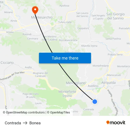 Contrada to Bonea map
