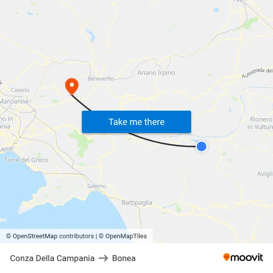 Conza Della Campania to Bonea map