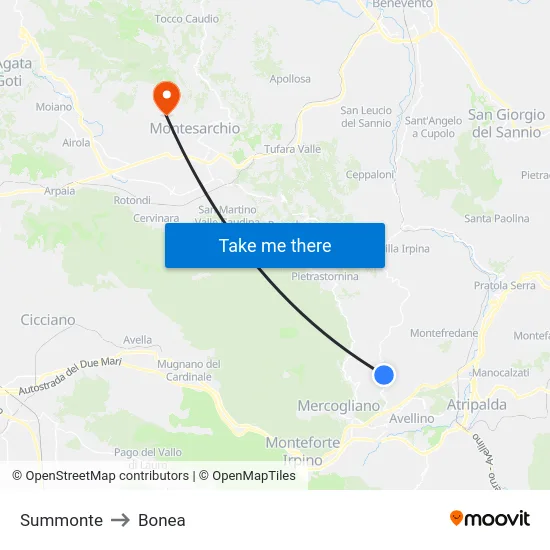 Summonte to Bonea map