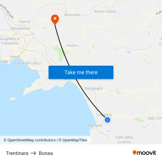 Trentinara to Bonea map
