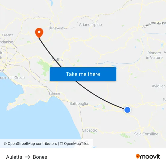 Auletta to Bonea map