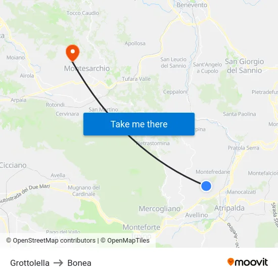 Grottolella to Bonea map