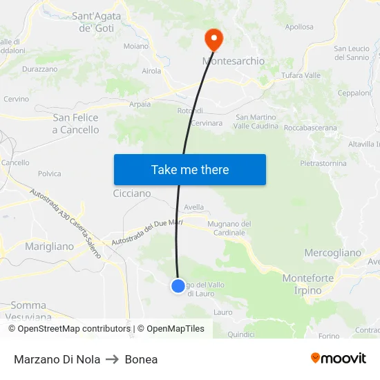 Marzano Di Nola to Bonea map