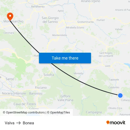 Valva to Bonea map