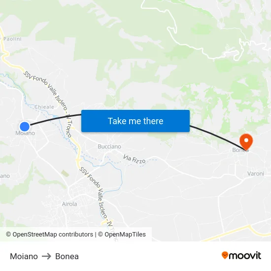 Moiano to Bonea map