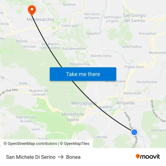 San Michele Di Serino to Bonea map