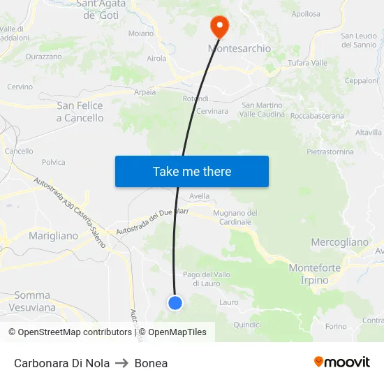 Carbonara Di Nola to Bonea map