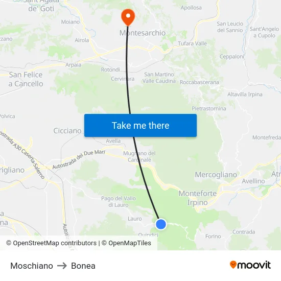 Moschiano to Bonea map