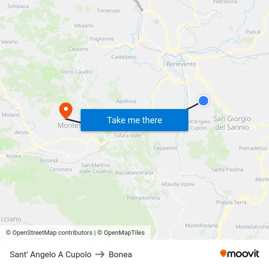 Sant' Angelo A Cupolo to Bonea map