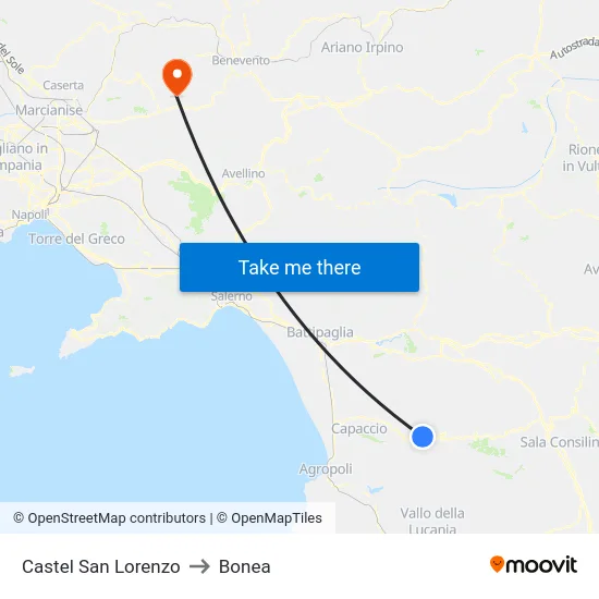 Castel San Lorenzo to Bonea map