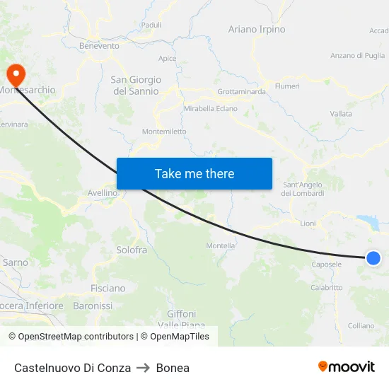 Castelnuovo Di Conza to Bonea map