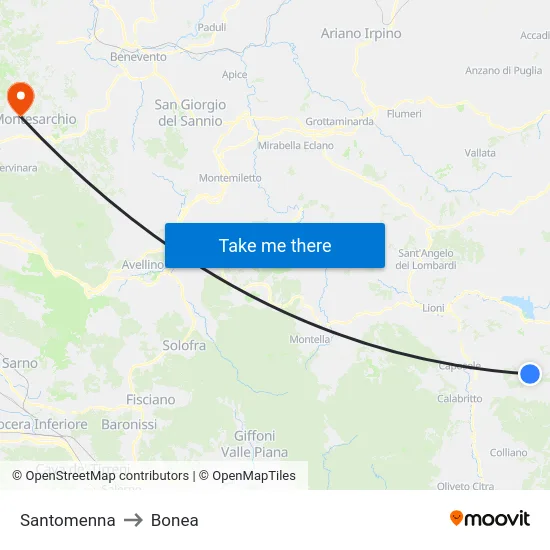 Santomenna to Bonea map