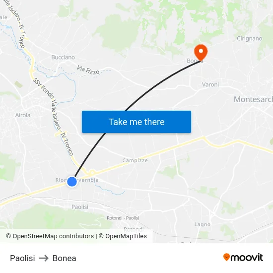 Paolisi to Bonea map