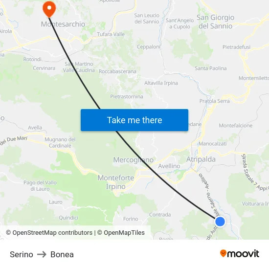Serino to Bonea map