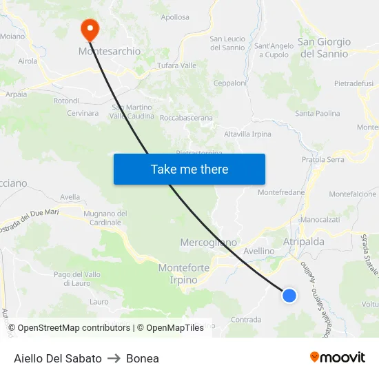 Aiello Del Sabato to Bonea map