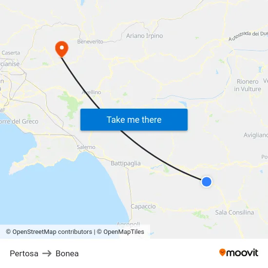 Pertosa to Bonea map