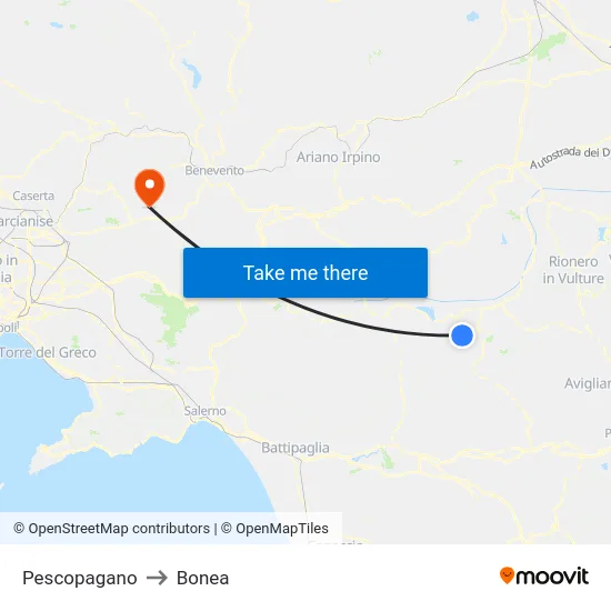 Pescopagano to Bonea map