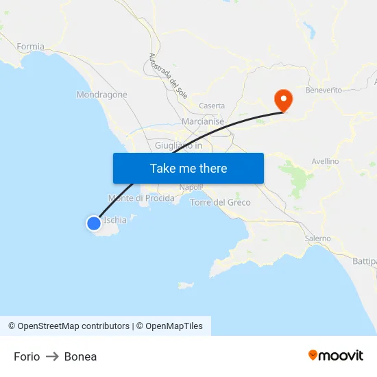 Forio to Bonea map