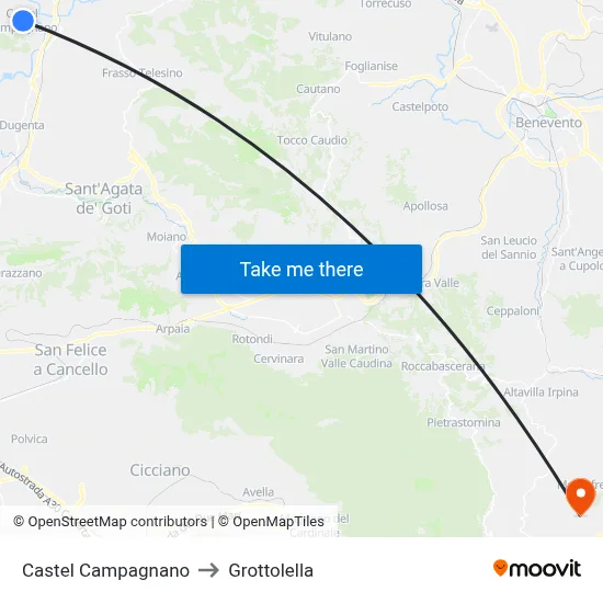 Castel Campagnano to Grottolella map