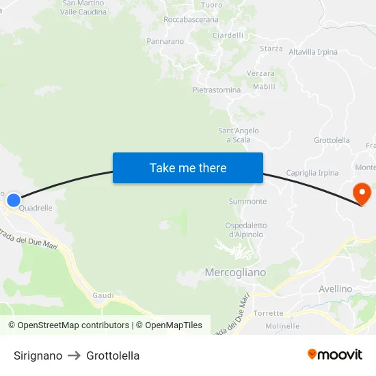Sirignano to Grottolella map