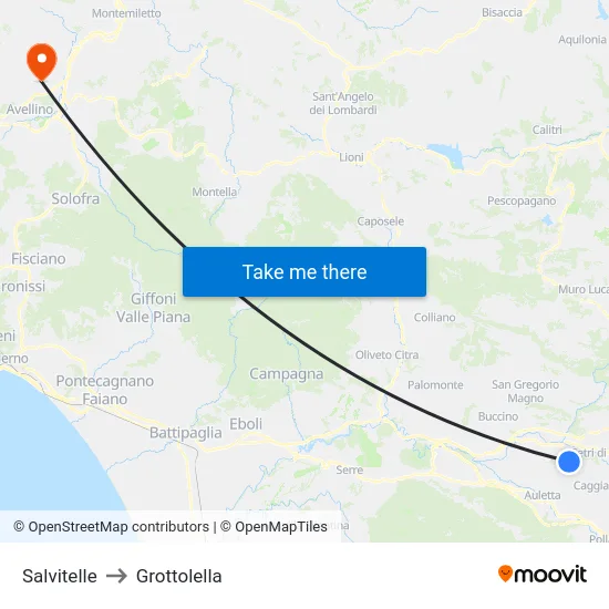 Salvitelle to Grottolella map