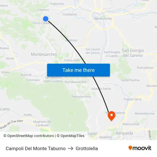 Campoli Del Monte Taburno to Grottolella map