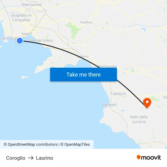 Coroglio to Laurino map