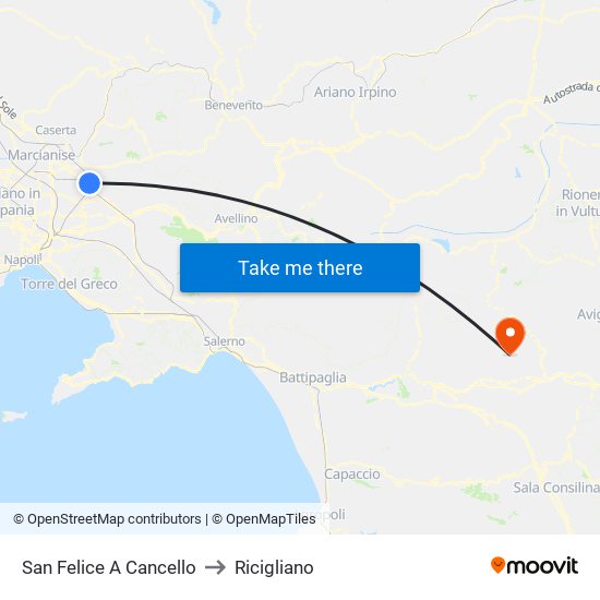 San Felice A Cancello to Ricigliano map