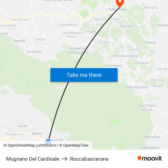 Mugnano Del Cardinale to Roccabascerana map