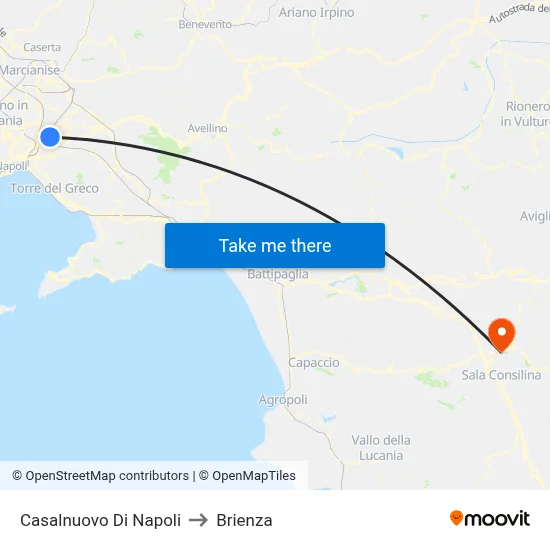 Casalnuovo Di Napoli to Brienza map