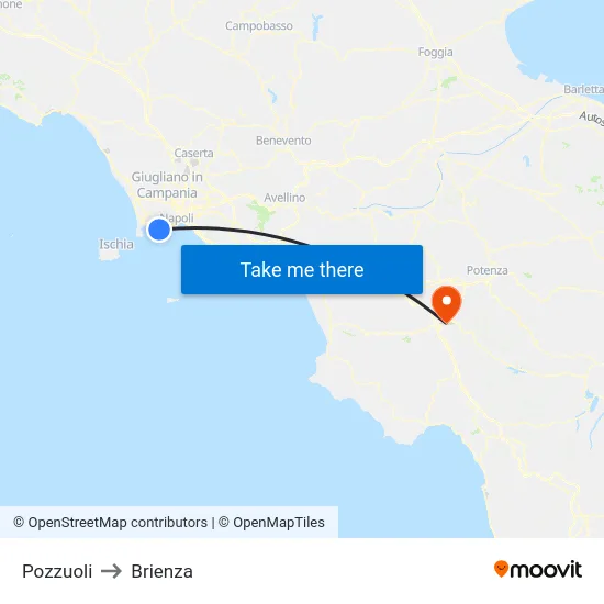 Pozzuoli to Brienza map