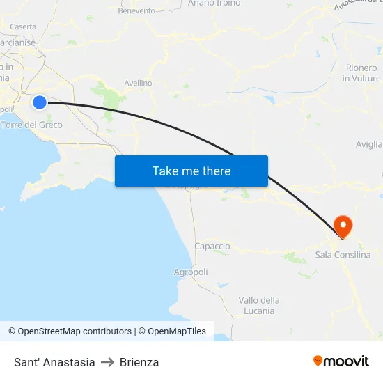 Sant' Anastasia to Brienza map