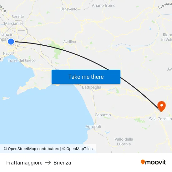 Frattamaggiore to Brienza map