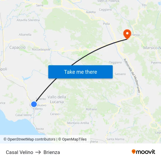 Casal Velino to Brienza map
