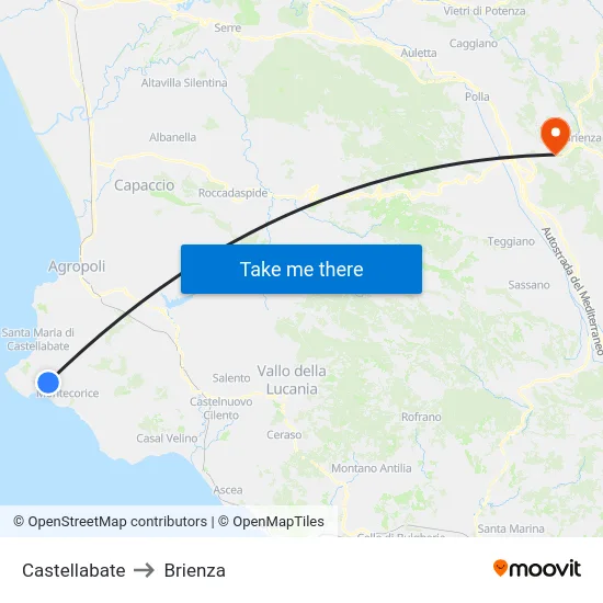 Castellabate to Brienza map